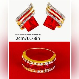 Gold-plated Zirconia Promise Ring and Earrings